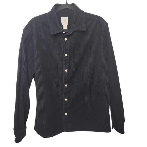 H&M L.O.G.G. Men's Dark Navy Corduory Shacket Size M - Picture 1 of 13